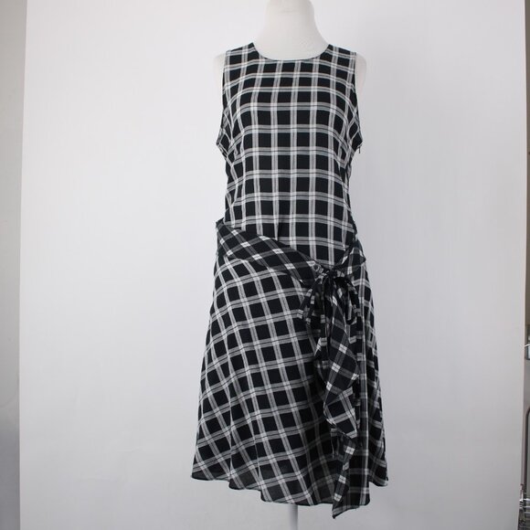 Rag Bone Dress Sz M Black White Sheer Check Sleeveless 100% Cotton Dress - Picture 3 of 16